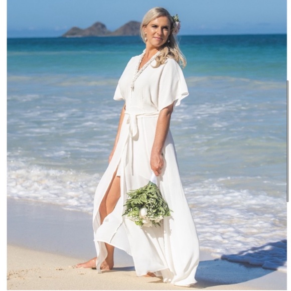 REFORMATION Winslow Wrap Maxi Dress in Ivory Size SP - Picture 4 of 10